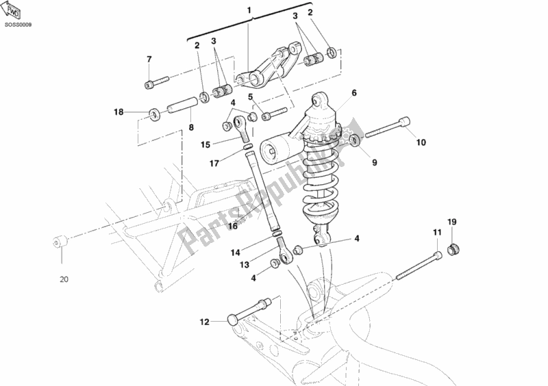 Toutes les pièces pour le Amortisseur Arrière du Ducati Monster S4 RS USA 1000 2006